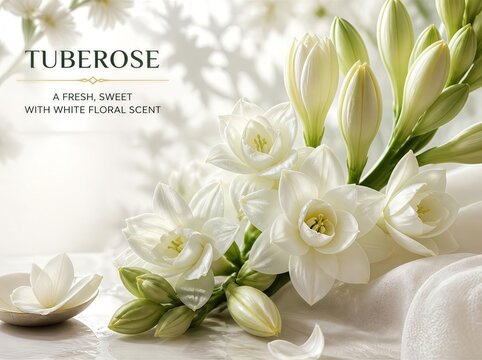 White Tuberose Flower with Fresh Sweet Floral Scent