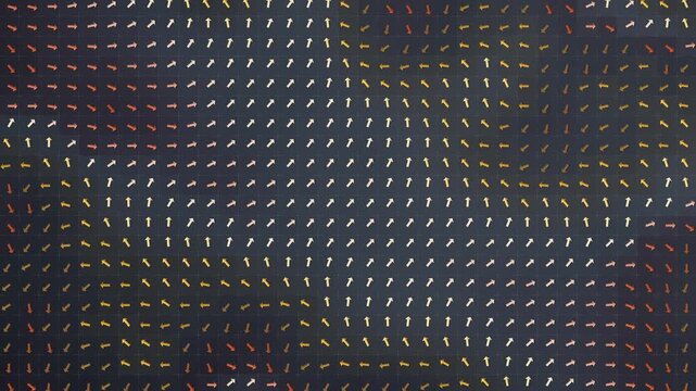 Spin Echo Refocusing Lattice of Precessing Arrows Swept by a Hard Inversion Pulse Seamless Loop in deep slate tones