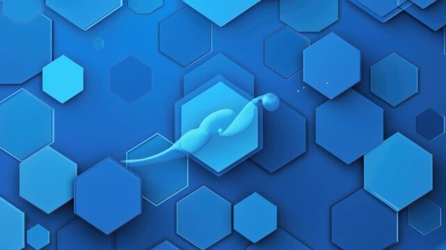 Abstract Hexagonal Network: A dynamic abstract composition featuring interlocking blue hexagons in varying shades and sizes, creating a sense of interconnectedness and technological advancement.
