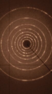 X-ray powder diffraction Debye rings rotating crystal grain texture dark detector seamless loop in subtle maroon tones vertical 9:16