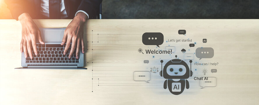 Welcome message introduces chat AI assistant for instant help. Chat AI supports questions and tasks, and chat AI improves service with friendly NLP chatbot onboarding. Corpus