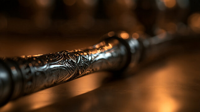 Ornate Engraved Silver Metal Tube with Intricate Filigree Patterns