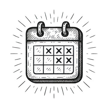 PNG Hand-drawn calendar icon illustration.