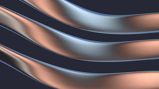 Flowing Blue and Peach Metallic Ribbons