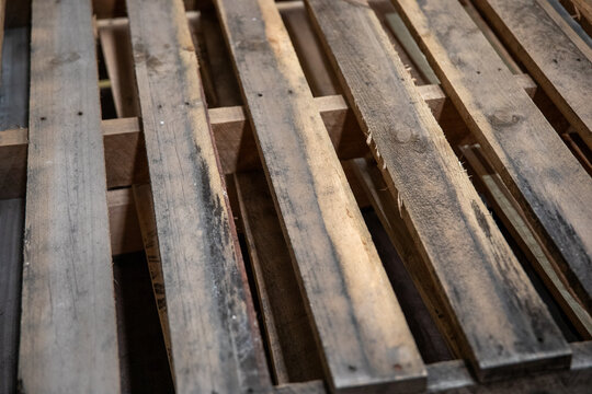 Stacked Wooden Pallets Industrial Warehouse Setting