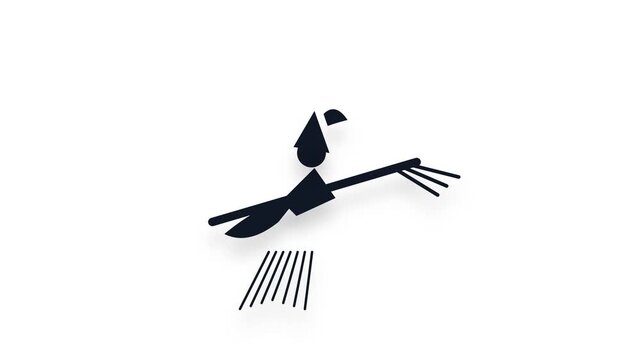 Flying Witch on Broomstick Silhouette Motion Graphic