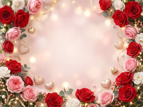 frame of red roses