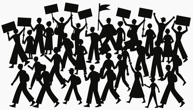 silhouette, vector, park, crowd, family, jogger, dog walker, people, black, white background, outdoor, recreation, walking, running, exercise, leisure, community, group, active lifestyle, nature, tree