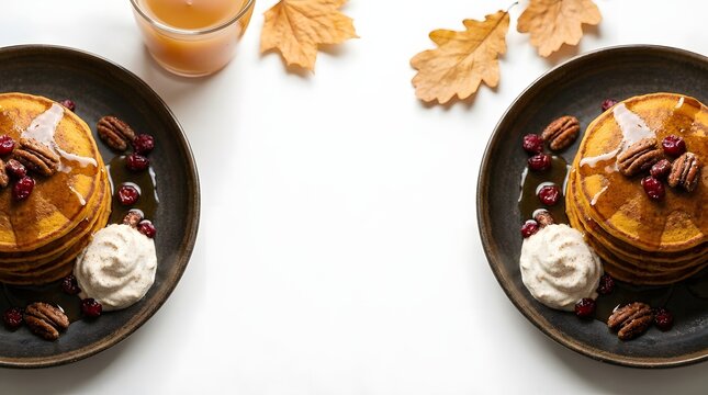 Autumn Pumpkin Pancakes Breakfast