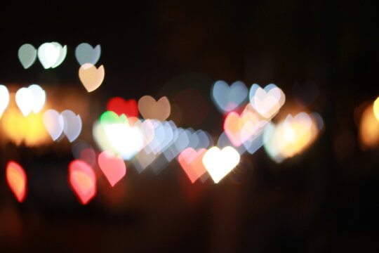 Heart Shaped Bokeh Lights Texture Background