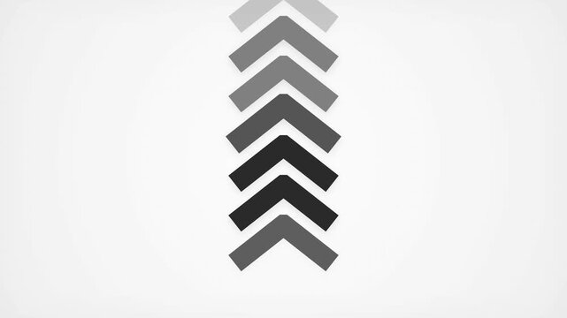 Minimalist chevron arrows with gradient grey shades pointing upwards, concept for digital progress and growth, suitable for business presentations, loading screens, and UI design.