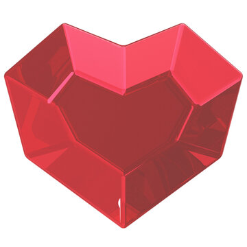 Red Heart Ruby Gem 3D Illustrations