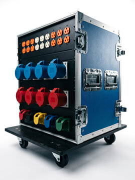 Mobile power supply distribution generator unit for stage lighting and concerts