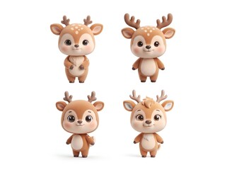 Fototapeta premium Cute 3D Deer Character Standing Isolated on White Background, Generative AI illustrator
