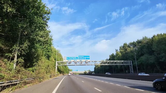 Southampton Hampshire Enngland UK.  23.09.2026. Video. Driving east bound A27 motorway towards slip road joining the M3  towards Winchester UK