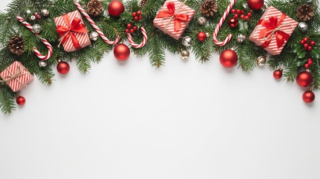 Christmas border on white background