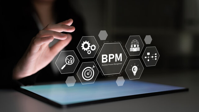 Business Process Management concept showing workflow analysis, process optimization, team collaboration, automation, and performance improvement Latch