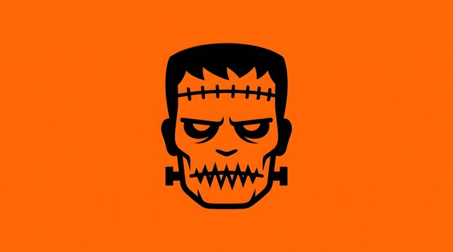 Scary Frankenstein Monster Face Vector Illustration for Halloween