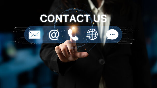 UI concept for contact us section showing icons for email, web, phone, and message. Contact and support icons help streamline business communication and improve customer contact experience. Spline