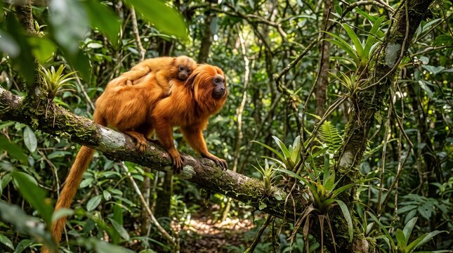Brazilian primate in lush tropical forest habitat
