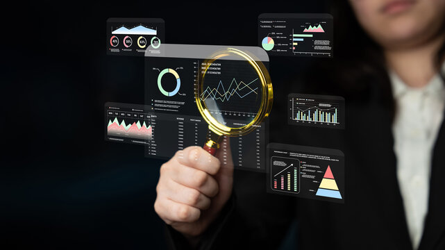 A financial and marketing KPI dashboard for business analytics and strategy. A report showing profit, revenue, and customer conversion rate data. Motif