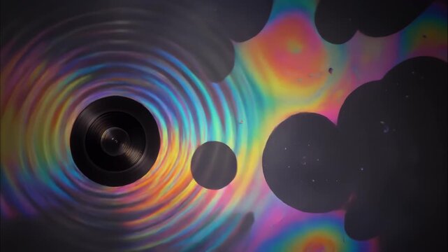 色とりどりの油と水が渦巻く60年代サイケデリックなライトショー