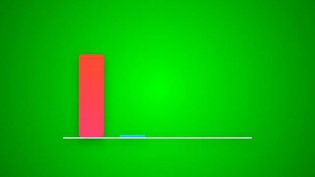 Chart animation showing financial growth and data analytics with colorful bars rising up on a bright green background for business presentation and statistics analysis