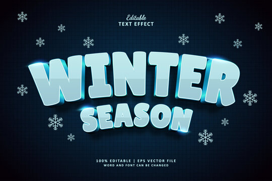Winter Season Editable Text Effect Style 3d bold Blue Snowflake
