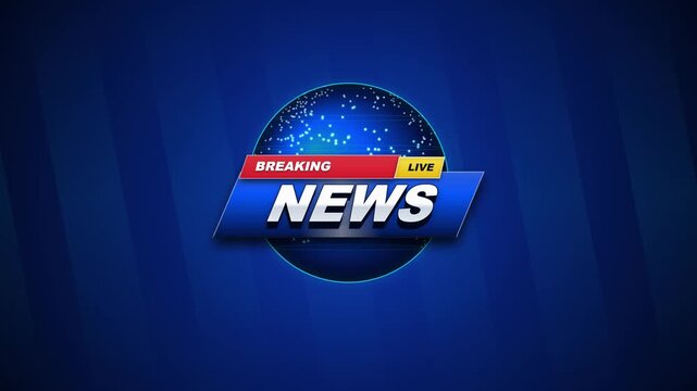 Breaking news broadcast banner animation with digital globe