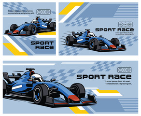 Fototapeta premium Formula One racing speed car banner vector illustration