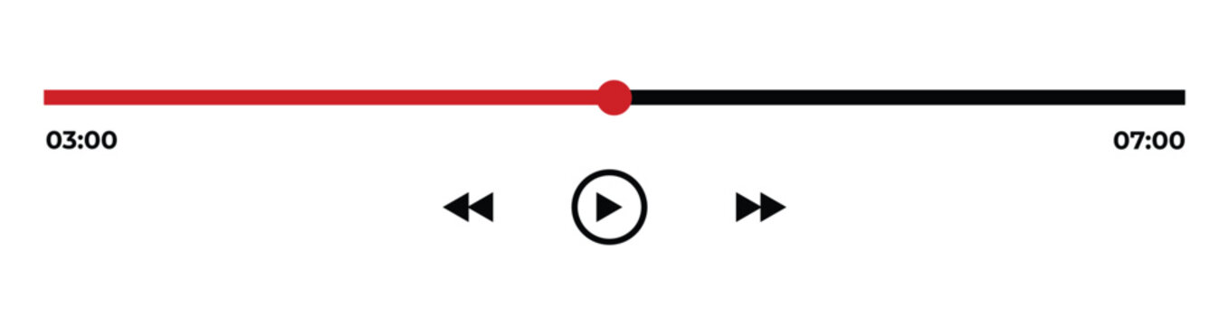 Minimalist Media Player UI Interface with Play, Pause, Previous, Next Controls and Progress Bar 