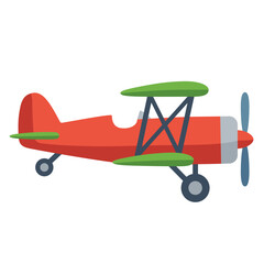 Vintage biplane propeller airplane flight icon flat vector illustration © Daily Learn32