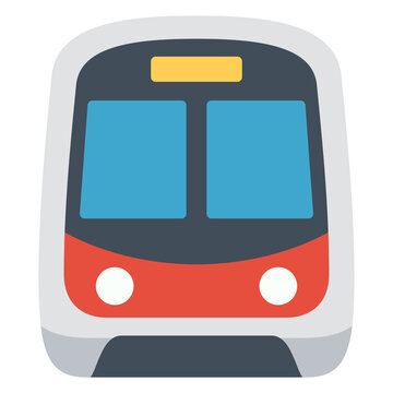 Subway MRT metro passenger train front view icon flat vector illustration