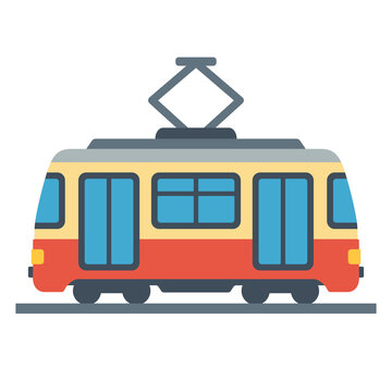 Electric tramway streetcar urban city tram icon flat vector illustration