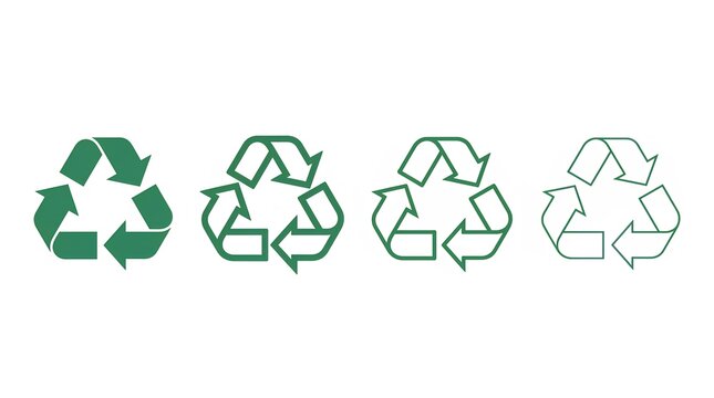 Green recycle symbol set in four different line weights.
