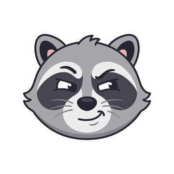 Naughty Raccoon Emoji: A mischievous raccoon cartoon character with a sly grin and narrowed eyes, conveying a sense of playful cunning and intrigue.