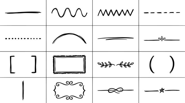 Set of hand drawn doodle dividers and frames