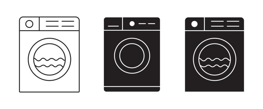 Washing Machine Icon Collection with Laundry Appliance Designs