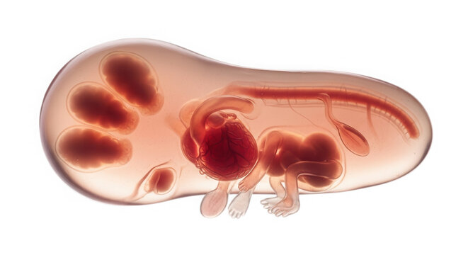 3d illustration of human embryo development stages isolated on transparent background