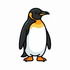 Fototapeta premium Emperor penguin standing upright with orange neck patch
