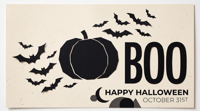 Halloween Boo Pumpkin Bats Happy Halloween October 31st Illustration