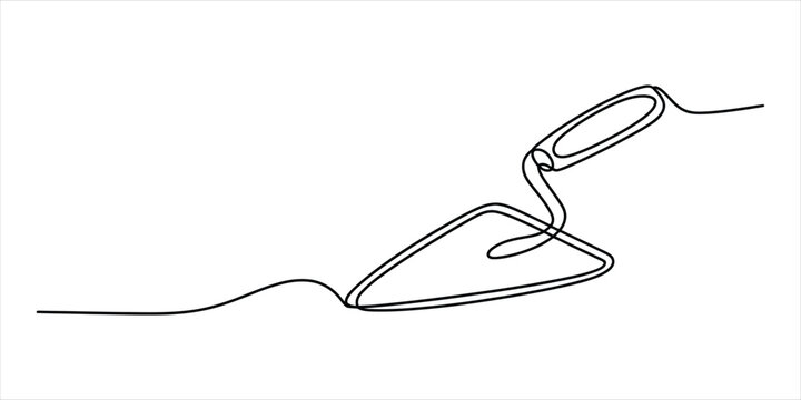 Continuous single line drawing of a construction trowel tool for building work