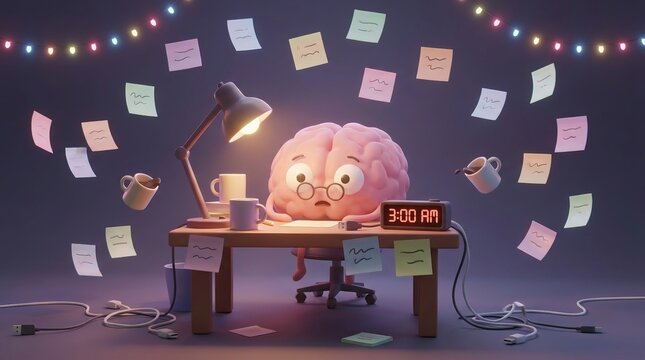 Funny Chaotic Brain Working at 3 AM Concept
