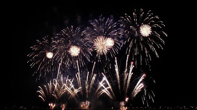 Brilliant fireworks blooming in the night sky, brilliant fireworks blooming in the night sky
