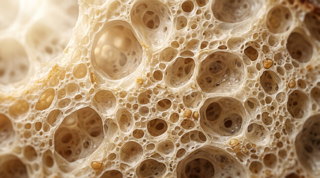 Artisan Bread Crumb Macro, Organic Cellular Background Texture
