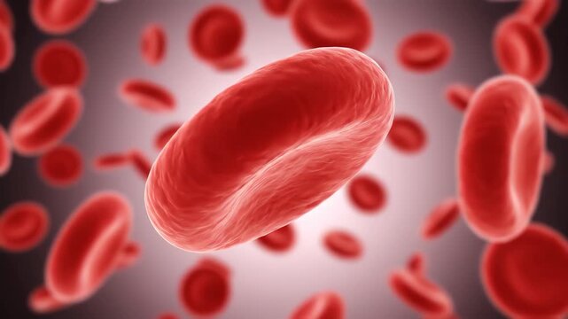 Microscopic display of blood red blood cells, 3D animated red blood cell flow