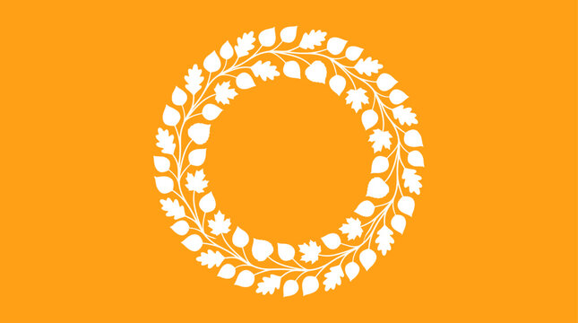Autumn leaf wreath vector frame, minimalist botanical foliage circle frame, decorative autumn boundary ornament for invitations