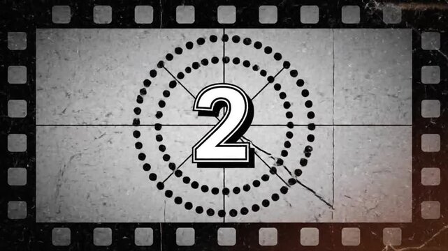 Vintage Film Countdown Leader 4 3 2 1, Retro Black and White Movie Countdown - Generative AI Video 
