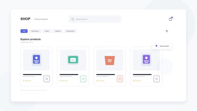 Minimalist e commerce shop dashboard user interface design