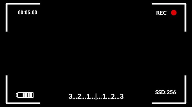 Camera Viewfinder Recording Overlay Frame - REC Timer Battery SSD